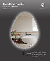 Miroir intelligent en forme de goutte d'eau, design personnalisé, écran tactile, miroir de salle de bain mural avec capteur tactile