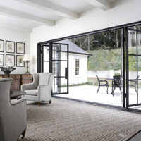Moderne Faltbare Schiebe-Stapelbare Glas-Aluminium-Terrassentür mit Thermischer Trennung, Winddicht, Individuelles Design für Hotel, Villa, Außenbereich