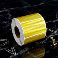 Rouleau d'étiquettes autocollantes holographiques laser or métallisé, écologiques, thermosensibles, imperméables, avec code-barres, pour emballage de luxe
