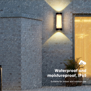 Lampe murale LED extérieure moderne, indice de protection IP65, construction en aluminium avec diffuseur en verre trempé, à intensité variable, pour utilisation en jardin - Product Image 2