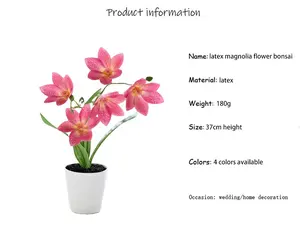 Décoration d'intérieur, fleurs artificielles dans des pots décoratifs, fleurs de magnolia réalistes à prix abordable avec pot - Product Image 6