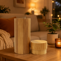 Boîte de rangement cylindrique en bambou personnalisée avec logo, réutilisable, gravée, pot en bambou, conteneur écologique