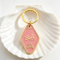 Vintage Otel Tarzı Bali Seyahat Hatırası Emaye Anahtarlık Özel Altın Kaplama Metal Anahtarlık Turist Hediyesi