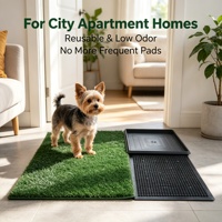 Système de toilette pour chien en gazon synthétique réutilisable, plateau de toilette pour animaux de compagnie en gazon artificiel lavable, adapté aux balcons d'appartements