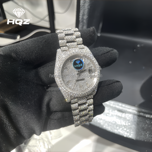 ساعة رياضية فاخرة للرجال VVS المويسانيتي الراقية ، أحجار كريمة ملونة أنيقة بتصميم مستطيلي ممتاز ، أحجار لامعة براقة - Product Image 3