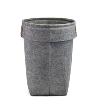 Panier de rangement moderne en feutre non tissé conique compact et écologique avec poignée en cuir, couleurs personnalisables pour petits espaces