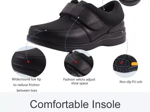 Meilleure qualité orthopédique chaussures en cuir médical Patients diabétiques orteil de sécurité semelle intérieure en caoutchouc printemps automne modèle large oedème chaussures - Product Image 2