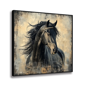 Duyên dáng con ngựa màu đen với chảy bờm: Chân dung của sức mạnh và sang trọng khung nghệ thuật in tranh nghệ thuật - Product Image 2