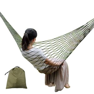 Nylon Hammock With Rings Thickened Mesh <b>Single</b> Person Outdoor Indoor <b>Swing</b> Leisure Tree Bed Durable Minimalist Design - Product Image 2