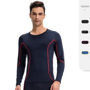 Custom Logo Men's High neck Long Sleeve Compression Shirts Cool Dry Sun Protection Sports Tights Undershirts Running Gym Tops