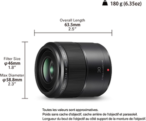 กล้อง Panasonic 30 มม. F2.8 HHS030E สีดำ (บรรจุภัณฑ์ขายปลีก) เซ็นเซอร์ CMOS กล้องมิเรอร์เลส - Product Image 4