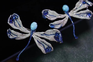 Unique luxe Vintage Tai argent bleu libellule broche cubique zircone bijoux pour fête mariage et cadeau fabriqué en chine - Product Image 4