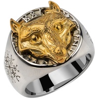 Bijoux de mode, bague Viking Wolf Knot Fenrir, design vintage, bijoux en acier inoxydable plaqué or, pour hommes # 39;s Animal 6 Pcs 18K 25g
