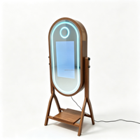 Cermin Layar Sentuh Kayu Oak Oval untuk Photo Booth, Kompatibel dengan Komputer Pribadi, Printer Opsional untuk Pesta Pernikahan, Portabel