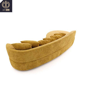 Einzigartiges Design Italienische moderne Luxus gebogene <span class=keywords><strong>Sofa</strong></span> Couch weichen gelben Samt getuftet Wohnzimmer Möbel <span class=keywords><strong>Sofa</strong></span> - Product Image 4