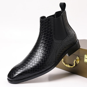 Nouveauté Bottines Chelsea à motif tissé de grande taille Bottines <span class=keywords><strong>tendance</strong></span> pour hommes Grande taille 38-48 - Product Image 5
