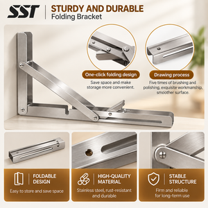 SSR vente en gros matériel de meubles personnalisé flottant en acier inoxydable L support d'angle montage étagère pliante supports muraux - Product Image 4