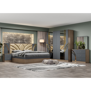 Proveedor de Muebles de Foshan, Juego de Muebles para Dormitorio Juvenil, Cama King Size con Marco de Madera Moderno, Juego Completo de Muebles para Dormitorio - Product Image 2