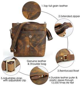 Tiding vendita calda personalizzata Vintage retrò uomo borsa a tracolla in vera pelle borsa a tracolla Messenger in pelle di cavallo pazzo - Product Image 6