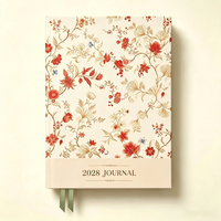 Agenda personnalisé A5 à couverture rigide florale 2028, couverture décorative imprimée de fleurs, carnet quotidien, cadeau
