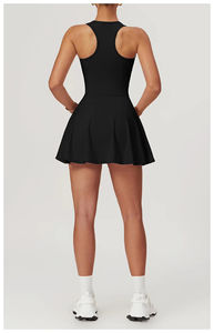 Gaun Tenis Wanita dengan Ritsleting Depan dan Logo Kustom untuk Gym, Fitness, Padel, Golf, Gaun Tenis dengan Celana Pendek, Gaun Tenis Wanita - Product Image 3