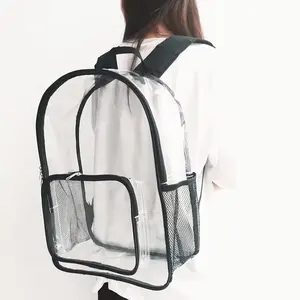 2024 Hot Selling Travel Water Proof PVC Back Pack Custom Printed Clear School Bags Backpacks