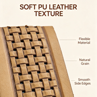 Étiquette en similicuir gaufré à texture tissée, rectangulaire personnalisée, en cuir PU imprimé, avec sequins légers à coudre pour chapeaux