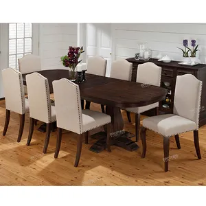 Sala da pranzo in stile nordico imposta 8 sedie tavolo mobili in legno massello sedia da pranzo bianca moderna di lusso