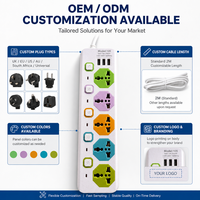 Multiprise universelle 5 prises CA avec 3 ports USB et interrupteur individuel, idéale pour la formation, les conférences, la vente au détail et les cliniques