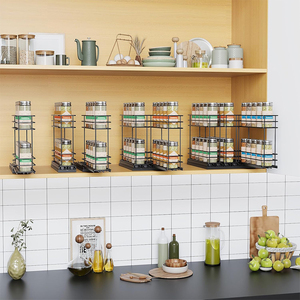 Support magnétique d'angle pour pots à épices de cuisine, ensemble de pots à épices, support unique à 2 niveaux pour réfrigérateur, organisateur de cuisine - Product Image 5