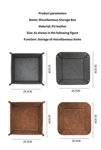 Tùy chỉnh giá thấp đồng xu Key catchall khay Có thể gập lại hình vuông cạnh giường ngủ lưu trữ PU da <span class=keywords><strong>Valet</strong></span> khay bút - Product Image 3