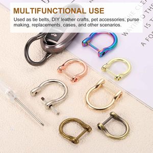 HARFINGTON Pcs D Rings Screw In Shackle Metal Horseshoe U Shape Semicircle D Ring <b>Purse</b> Key Holder With Screwdriver For DIY Leat - Product Image 5