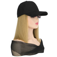 Perruque courte et droite BOBO en cheveux synthétiques pour femmes, avec casquette de baseball, naturelle pour filles, 25 cm