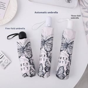 ร่มอัตโนมัติลายผีเสื้อสไตล์ชาติพันธุ์ใหม่สำหรับผู้หญิง ป้องกันรังสียูวีและฝนได้อย่างเต็มที่ พกพาสะดวก เหมาะสำหรับนักเรียน - Product Image 1