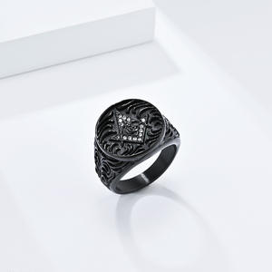 Cross European American Retro Freemason <b>Titanium</b> Steel <b>Ring</b> Men's Jewelry Gift - Product Image 3