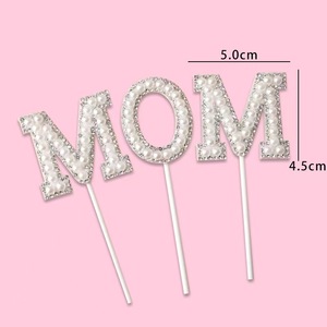 Venta caliente blanco perla mamá rosa perla amor pastel Topper elegante mamá Día de la madre cumpleaños fiesta pastel Decoración - Product Image 1
