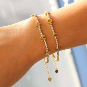 2021 nuevo diseño Full Zircon <span class=keywords><strong>Love</strong></span> Letters y Mama Letters pulseras, joyería de Latón chapado en oro de 18K - Product Image 3