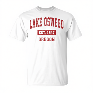 Lake Oswego Oregon Vintage <b>Red</b> T-Shirt Est 1847 - Product Image 2