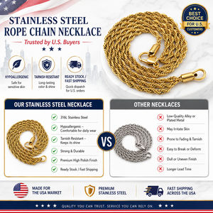 NL2055 Collier Chaîne Corde Acier Inoxydable 316L 3mm Hiphop Doré pour <span class=keywords><strong>Homme</strong></span> Vente <span class=keywords><strong>en</strong></span> Gros Chaîne Torsadée 4mm NL3007 - Product Image 3