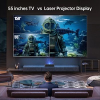 Proyector Inteligente Android Compatible con 4K, 1200 ANSI UST de Tiro Corto, Láser Tricolor, Full HD 1080P, Mini Proyector de Video para Cine en Casa