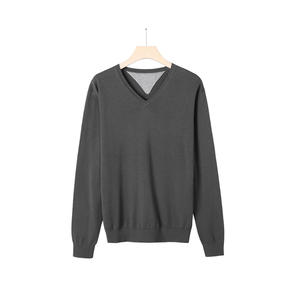Automne hiver à manches longues pull tricoté en gros pull en coton de haute qualité à col en v pour hommes - Product Image 1