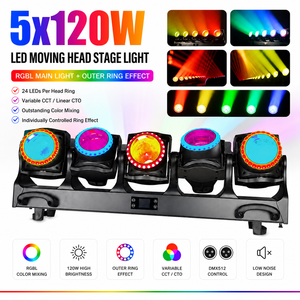 ไฟเวที LED แบบเคลื่อนย้ายได้ 5x120W <span class=keywords><strong>Tornado</strong></span> พร้อมเอฟเฟกต์วงแหวนซูม RGBL สำหรับคอนเสิร์ต คลับ และให้เช่า - Product Image 1