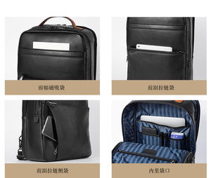 Sac à dos pour ordinateur portable Andong en cuir pour hommes, 15,6 pouces, avec dos respirant, en cuir de vache véritable, sacs à dos tendance pour hommes 6755 - Product Image 4
