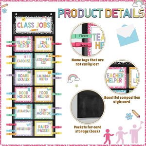 Tableau de classe avec cartes et pinces pour les aides en classe, aides pédagogiques multicolores, 10,234 x 5,734 pouces - Product Image 4
