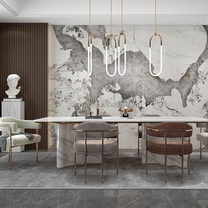 Azulejos de Porcelana Modernos de Foshan, Pandora Marrón Blanco, 3x6, Azulejo Brillante, Piedra Sinterizada con Inyección de Tinta 3D, Loseta para Pared de Dormitorio y Pasillo - Product Image 3