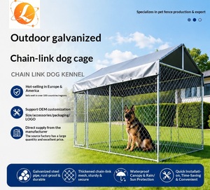 Gabbia per Cani in Acciaio Zincato Resistente, Impilabile, con Rete a Maglia Diamantata, Portatile e Pieghevole, Box per Animali Domestici, Cuccia per Allevamento all'Aperto - Product Image 2