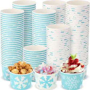 Disposable Dessert Bowls 8 Oz Christmas Paper Ice Cream Cups