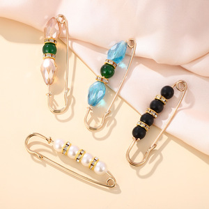 Broche de perlas de imitación con cuentas de cristal para mujer, accesorio decorativo de moda para uso diario - Product Image 1