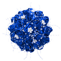 Bouquet de mariée rouge romantique en perles et rubans, écologique, de haute qualité, fait main, fleurs artificielles en satin, pour remise de diplôme et Halloween