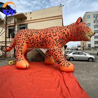 Modèle de léopard gonflable personnalisé en tissu Oxford, thème animal, pour publicité extérieure, avec ventilateur intégré, durable